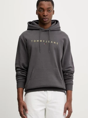 Tommy Jeans bluza męska kolor szary z kapturem z nadrukiem DM0DM20746