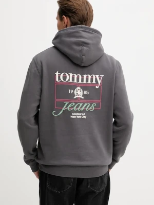 Tommy Jeans bluza męska kolor szary z kapturem z nadrukiem DM0DM22085