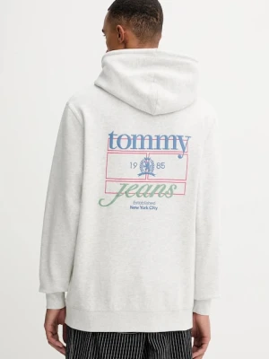Tommy Jeans bluza męska kolor szary z kapturem z nadrukiem DM0DM22085