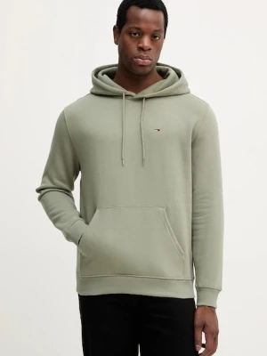 Tommy Jeans bluza męska kolor zielony z kapturem gładka DM0DM20742
