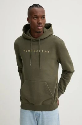 Tommy Jeans bluza męska kolor zielony z kapturem z aplikacją DM0DM20503