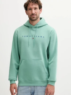 Tommy Jeans bluza męska kolor zielony z kapturem z nadrukiem DM0DM20746
