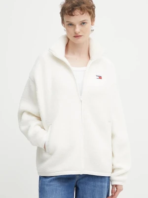 Tommy Jeans bluza polarowa damska kolor beżowy gładka DW0DW21596