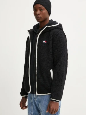 Tommy Jeans bluza polarowa kolor czarny z kapturem z aplikacją DM0DM19224
