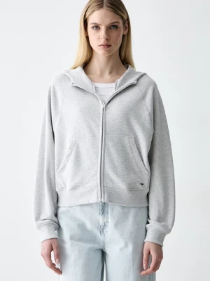 Tommy Jeans bluza rozpinana damska bawełniana szary