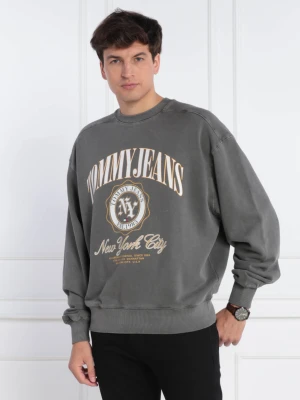 Tommy Jeans Bluza TJM BOXY LUXE VARSITY CREW | Regular Fit grafitowy