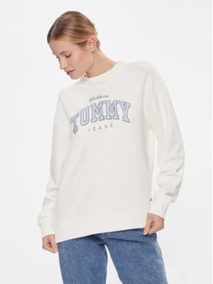 Tommy Jeans Bluza Tjw Rlx Varsity Luxe Crew DW0DW17339 Biały Regular Fit