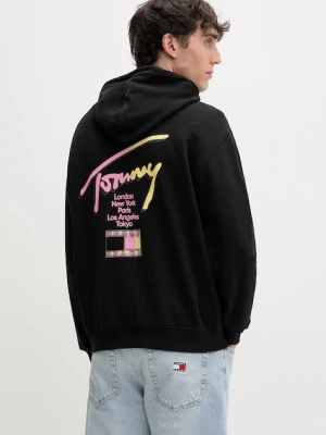 Tommy Jeans bluza z kapturem męska bawełniana czarny