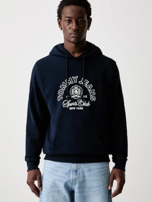 Tommy Jeans bluza z kapturem męska bawełniana granatowy