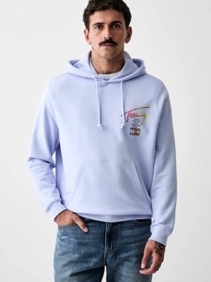 Tommy Jeans bluza z kapturem męska bawełniana niebieski