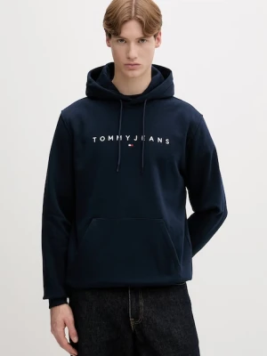 Tommy Jeans bluza z kapturem męska z bawełną granatowy