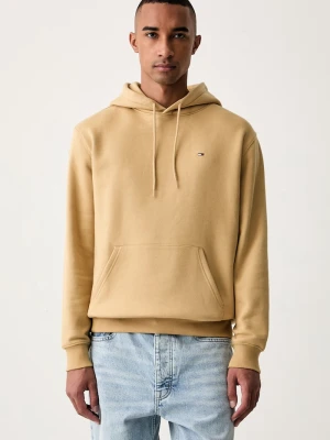 Tommy Jeans bluza z kapturem męska z bawełną beżowy