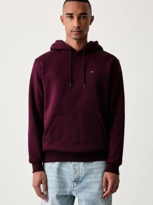 Tommy Jeans bluza z kapturem męska z bawełną bordowy