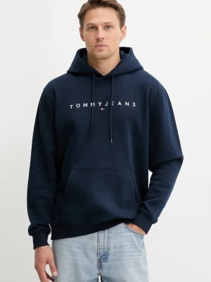 Tommy Jeans bluza z kapturem męska z bawełną granatowy