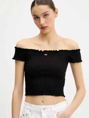 Tommy Jeans bluzka damska kolor czarny gładka DW0DW20238