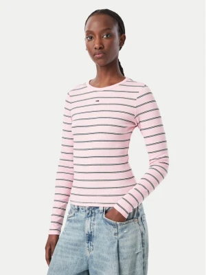 Tommy Jeans Bluzka Essential DW0DW17387 Różowy jasny Slim Fit