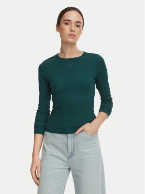 Tommy Jeans Bluzka Essential DW0DW17387 Zielony ciemny Slim Fit