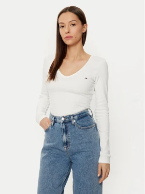 Tommy Jeans Bluzka Essential DW0DW17990 Écru Slim Fit Kremowy
