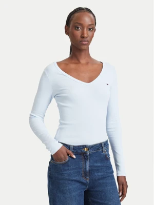 Tommy Jeans Bluzka Essential DW0DW17990 Niebieski jasny Slim Fit