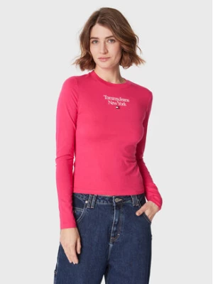 Tommy Jeans Bluzka Essential Logo DW0DW14900 Różowy Slim Fit