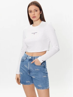 Tommy Jeans Bluzka Essential Logo DW0DW15443 Biały Cropped Fit