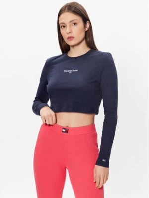 Tommy Jeans Bluzka Essential Logo DW0DW15443 Granatowy Cropped Fit