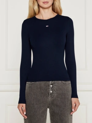 Tommy Jeans Bluzka ESSENTIAL | Slim Fit granatowy
