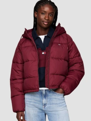 TOMMY JEANS Bordowa pikowana damska kurtka, Rozmiar L