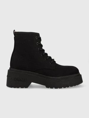 Tommy Jeans botki LACE UP FESTIV BOOTS damskie kolor czarny EN0EN02133