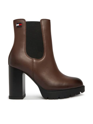 Tommy Jeans Botki Tjw Chelsea High Heel Boots EN0EN03112 Brązowy