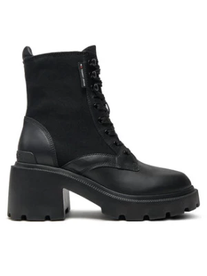 Tommy Jeans Botki Tjw Mid Heel Boot Mix Media EN0EN02556 Czarny