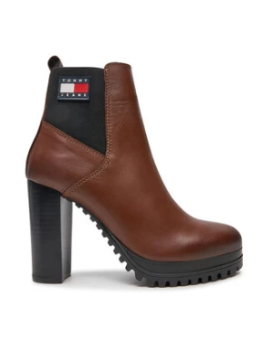 Tommy Jeans Botki Tjw New Ess High Heel Boot EN0EN02439 Brązowy