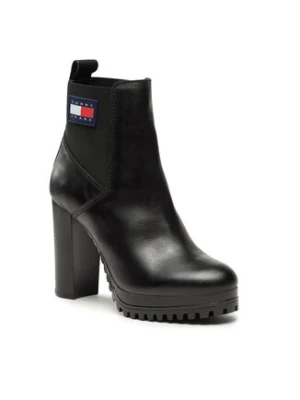 Tommy Jeans Botki Tjw New Ess High Heel Boot EN0EN02439 Czarny