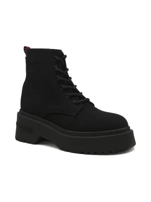 Tommy Jeans Botki TOMMY JEANS LACE UP FESTIV | z dodatkiem skóry