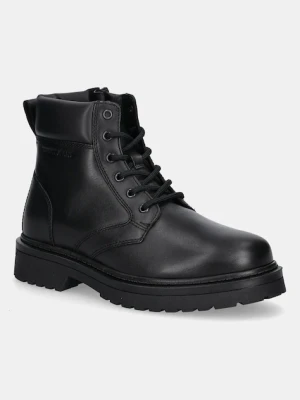 Tommy Jeans buty zimowe skórzane TJM LACE UP BOOT męskie kolor czarny EM0EM01706