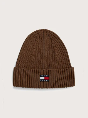 Tommy Jeans czapka beanie męska bawełniana brązowy