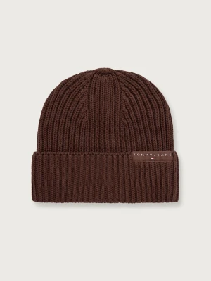 Tommy Jeans czapka beanie męska bawełniana brązowy