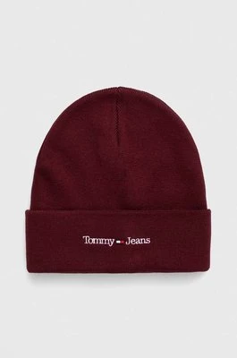 Tommy Jeans czapka kolor bordowy z grubej dzianiny