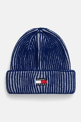 Tommy Jeans czapka kolor niebieski z grubej dzianiny AW0AW16785