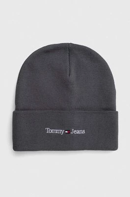 Tommy Jeans czapka kolor szary z cienkiej dzianiny