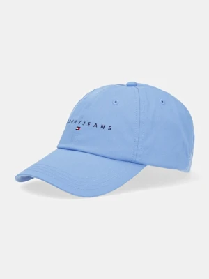Tommy Jeans czapka z daszkiem bawełniana 0 kolor niebieski z aplikacją AM0AM12958