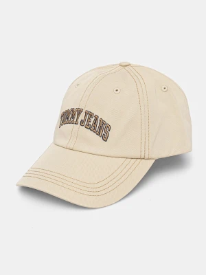 Tommy Jeans czapka z daszkiem bawełniana beżowy