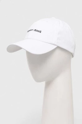 Tommy Jeans czapka z daszkiem bawełniana kolor biały wzorzysta AM0AM12024CHEAPER