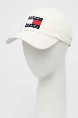 Tommy Jeans czapka z daszkiem bawełniana kolor biały z aplikacją