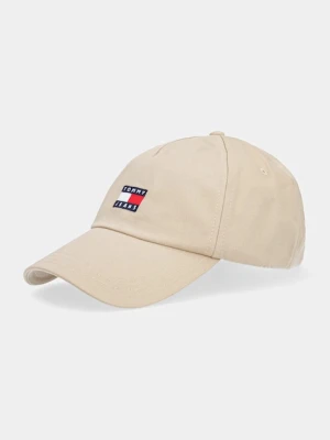 Tommy Jeans czapka z daszkiem bawełniana kolor brązowy z aplikacją AM0AM12933