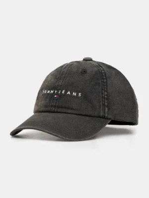 Tommy Jeans czapka z daszkiem bawełniana kolor czarny z aplikacją AW0AW17308