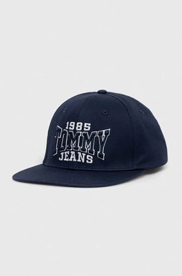 Tommy Jeans czapka z daszkiem bawełniana kolor granatowy z aplikacją