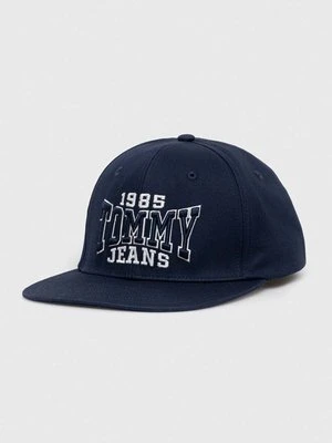 Tommy Jeans czapka z daszkiem bawełniana kolor granatowy z aplikacją