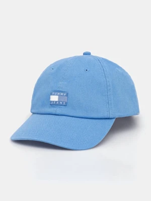 Tommy Jeans czapka z daszkiem bawełniana kolor niebieski AW0AW17580