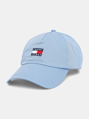 Tommy Jeans czapka z daszkiem bawełniana kolor niebieski z aplikacją AW0AW16991